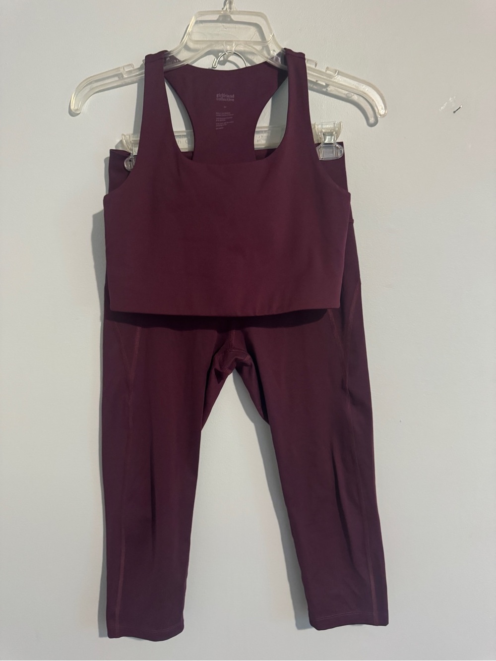 girlfriend collective plum scoop-neck sports bra and legging set- medium